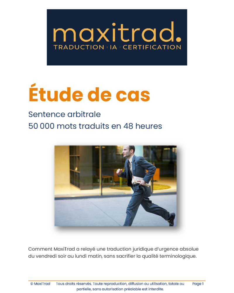 MaxiTrad Etude De Cas 1 Sentence Arbitrale